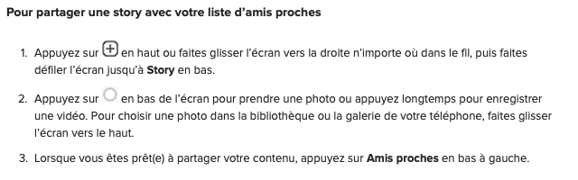 Comment poster une "Story" pour mes "Close Friends"