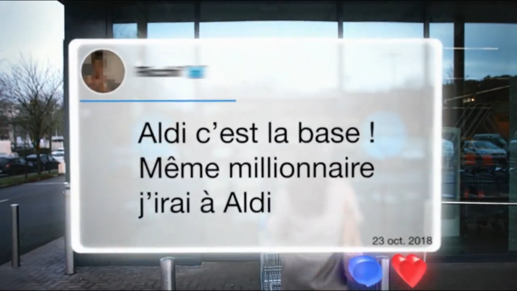 Tweet issue de la pub d'Aldi répondant à leur consommateur