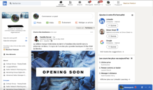 Capture d'écran du fil d'actualité d'un profil sur LinkedIn.