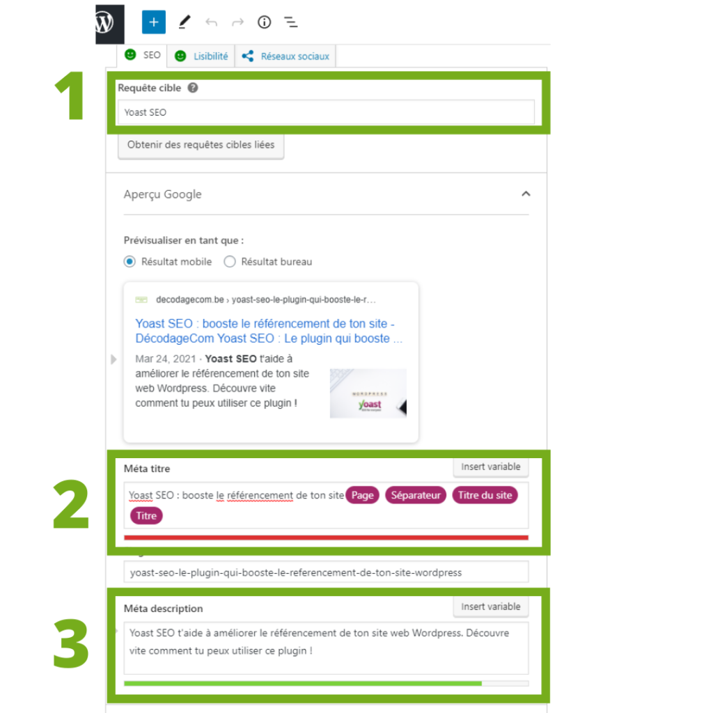La fenêtre "Yoast SEO"
