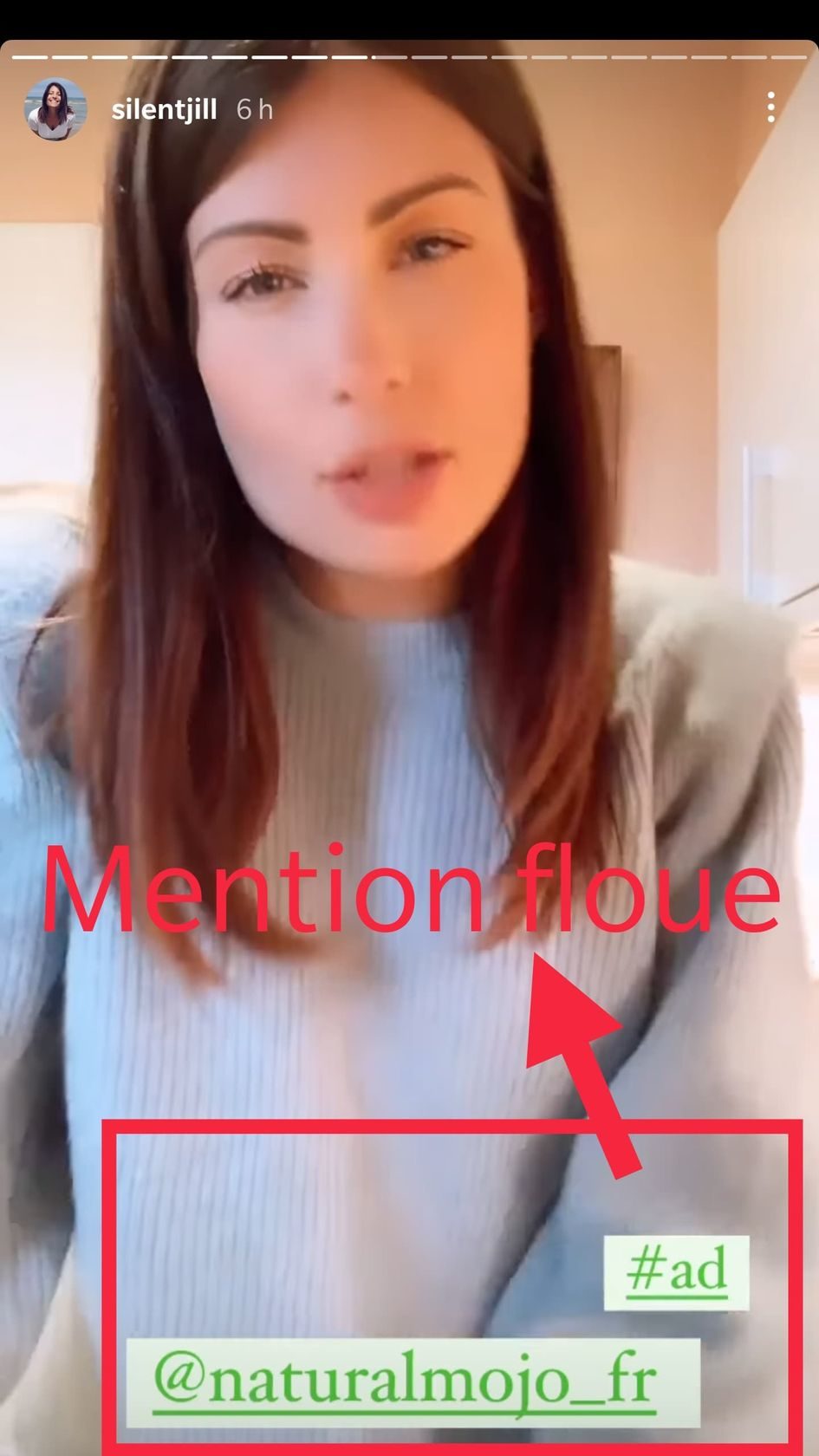 Story de SilentJill, et mention de partenariat