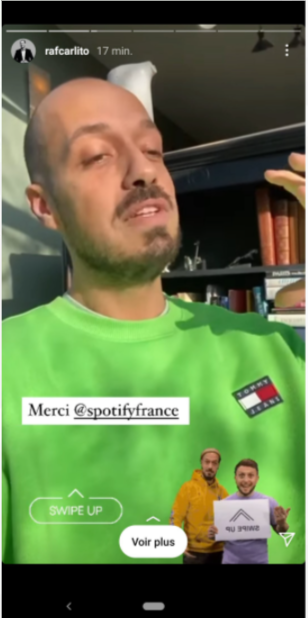 Story de Carlito avec Spotify