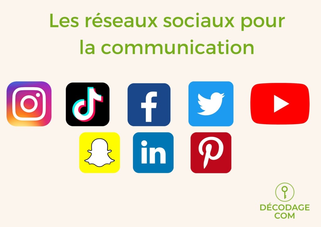 Les réseaux sociaux pour la communication: Instagram, TikTok, Facebook, Twitter, Youtube, Snapchat , Linkedin, Pinterest