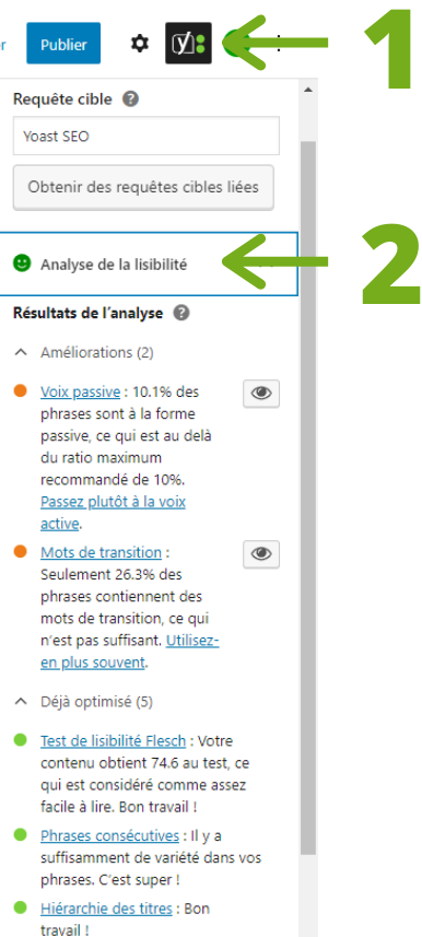 L'onglet lisibilité de Yoast SEO