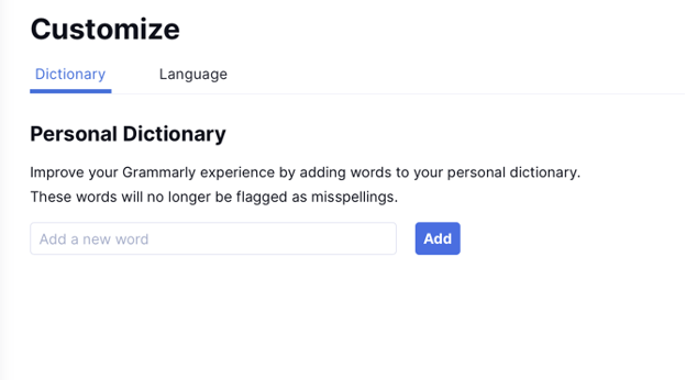 Sur ce correcteur efficace en anglais, tu disposes d'un dictionnaire personnalisé.