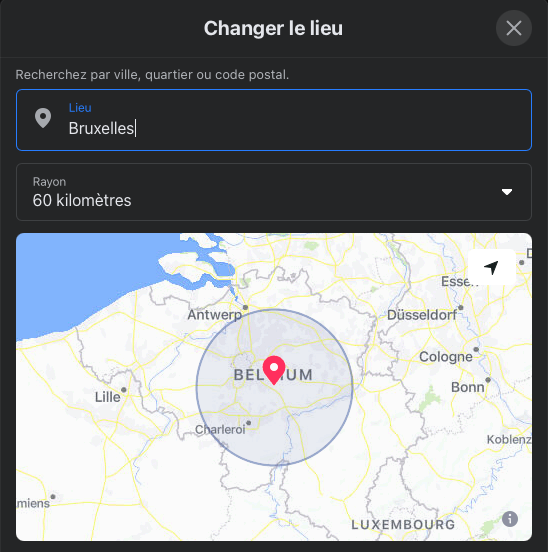 localisation de la vente