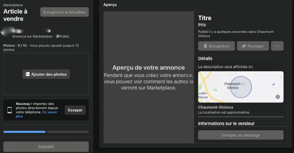 Vendre un article