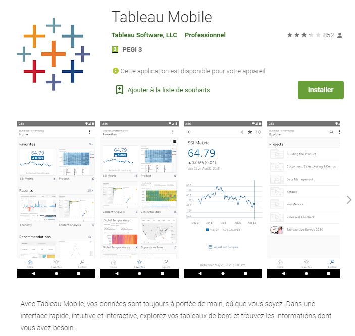 L`application Tableau online pour accéder à tout moment aux tableaux de bord