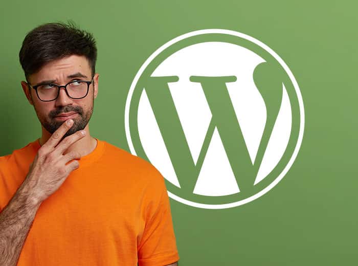 Image qui représente un homme qui se pose des questions sur ce qu'est Wordpress